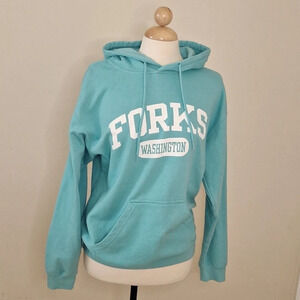 Forks Washington town of twilight pastel blue hoodie oversized medium